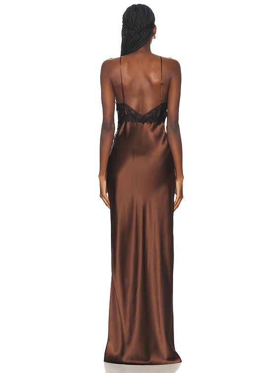brown and white gingham maxi dress Toulouse maxi dress in brown main image 0