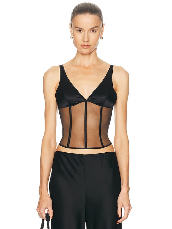 Kiki de Montparnasse Soie Corset Tank Top in Black | FWRD