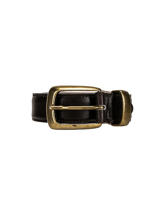 Benny Snake Effect Leather Belt in Brown - Khaite