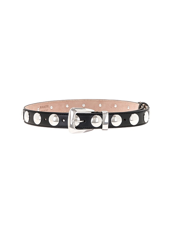 Khaite - Benny Black Suede & Silver Buckle Belt