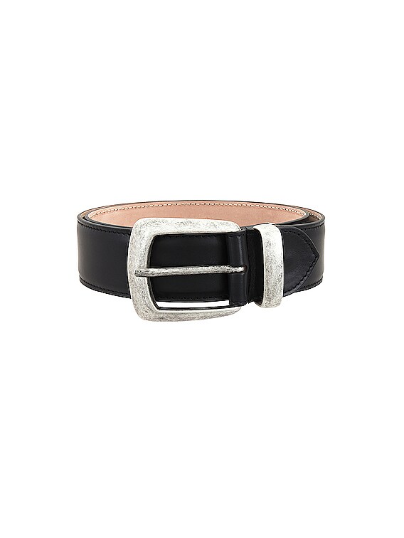 KHAITE Bruno Antique Silver Hardware Belt in Black | FWRD display picture 3