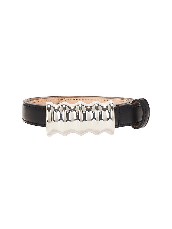 KHAITE Julius Small 20mm Belt in Black & Silver | FWRD display picture 3