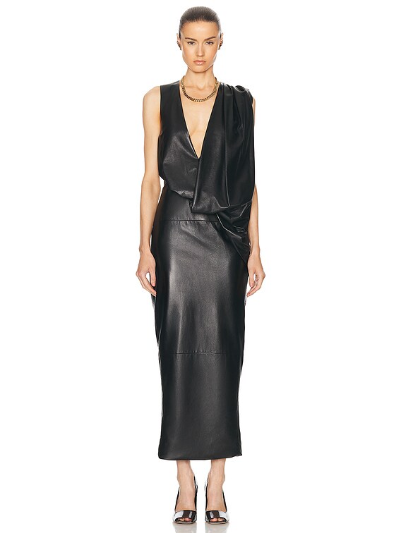 knee length dresses for ladies DEMETER STRETCH LEATHER DRESS – AS by DF