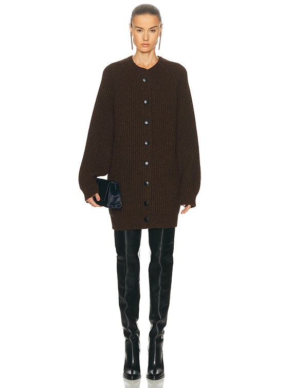 KHAITE Jina Cardigan in Chestnut | FWRD