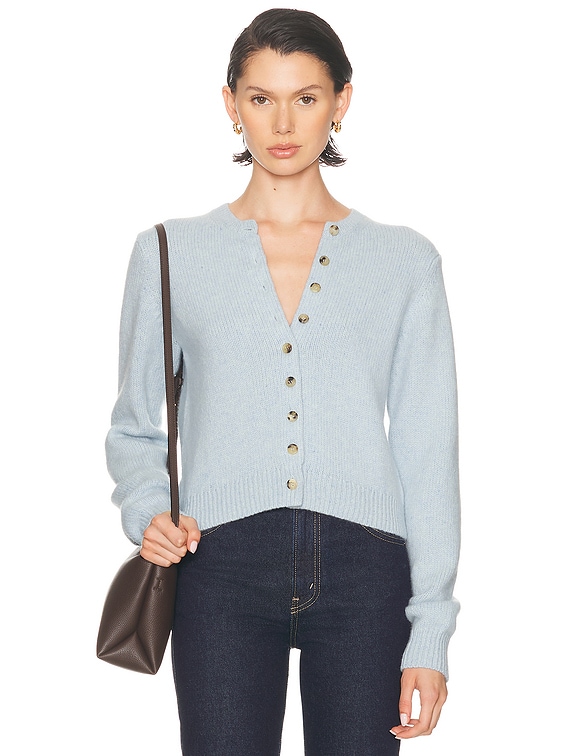 KHAITE Everheart Cashmere Cardigan in Atmosphere | FWRD