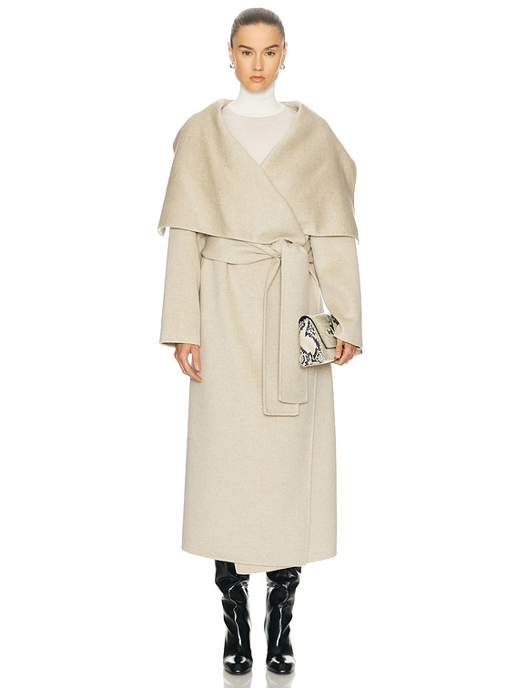 KHAITE Levitt Cashmere Coat in Oatmeal | FWRD