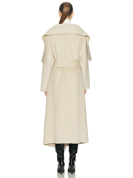 KHAITE Levitt Cashmere Coat in Oatmeal | FWRD