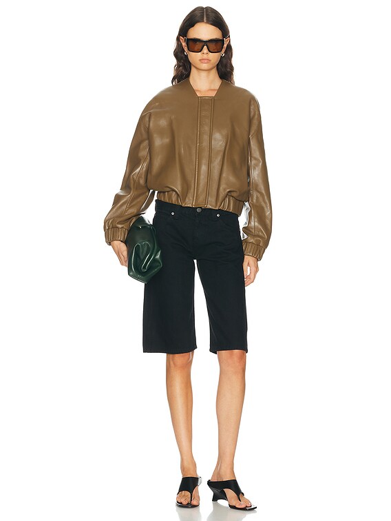 KHAITE Cordan Leather Jacket in Dark Olive | FWRD