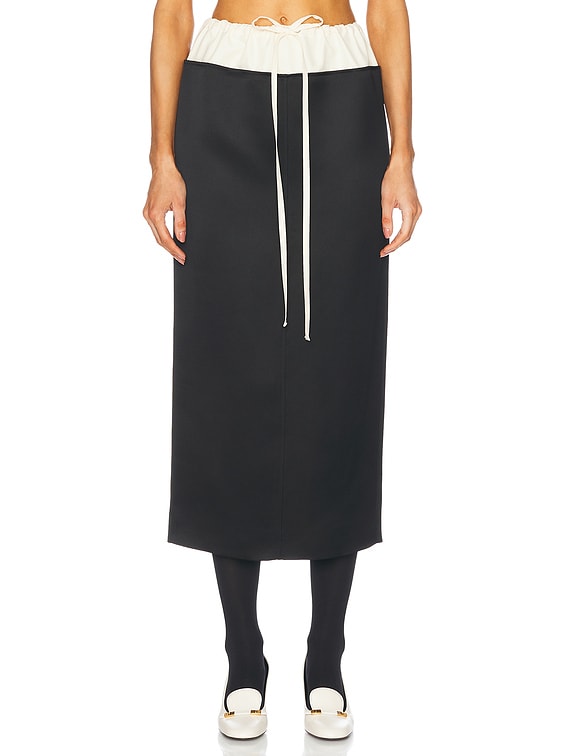 KHAITE Chet Skirt in Black & Cream | FWRD