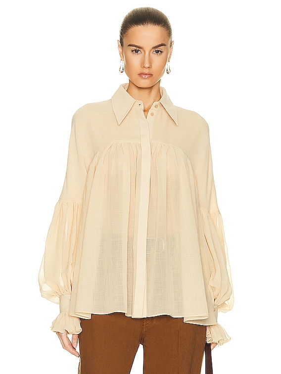 ANOTHER TOMORROW Balloon-Sleeve Organic-Cotton Poplin Shirt