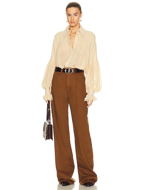 ANOTHER TOMORROW Balloon-Sleeve Organic-Cotton Poplin Shirt