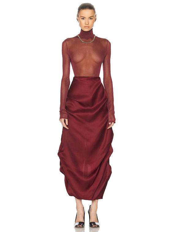 KHAITE Tallin Bodysuit in Oxblood | FWRD