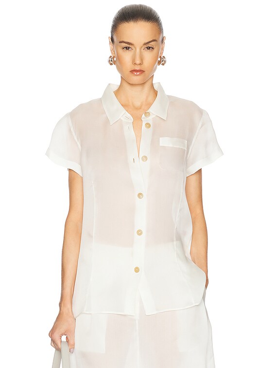 KHAITE Keefe Organza Top in Chalk | FWRD