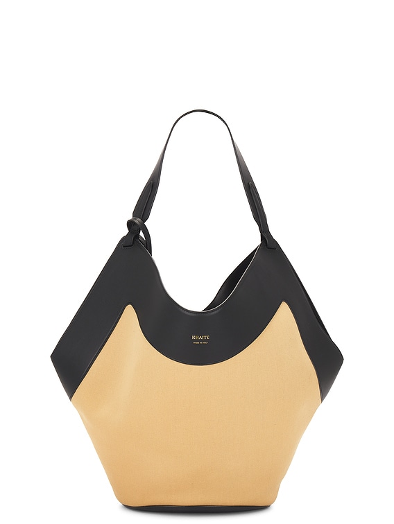 KHAITE Lotus Medium Tote Bag in Black & Honey | FWRD
