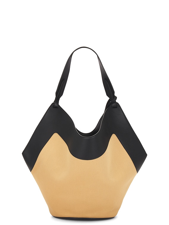 トートバッグ KHAITE 'Medium Lotus Tote' shopping bag Medium Lotus Tote in Black Pebbled Leather – KHAITE
