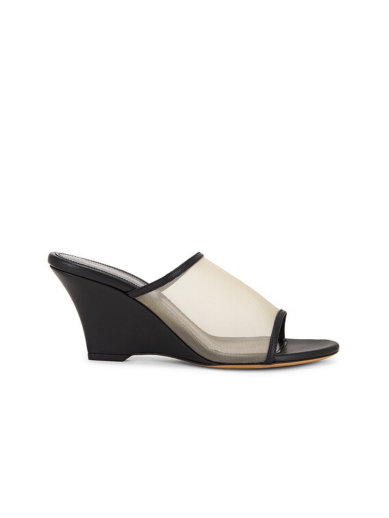 KHAITE Marion Wedge Mule Sandal in Black & Nude | FWRD KHAITE Marion Wedge Mule Sandal in Black & Nude | FWRD