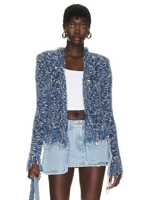L'AGENCE Azure Cardigan Blazer in Blue Multi | FWRD
