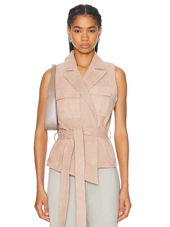 L'AGENCE Arbor Wrap Belted Vest in Cashew | FWRD