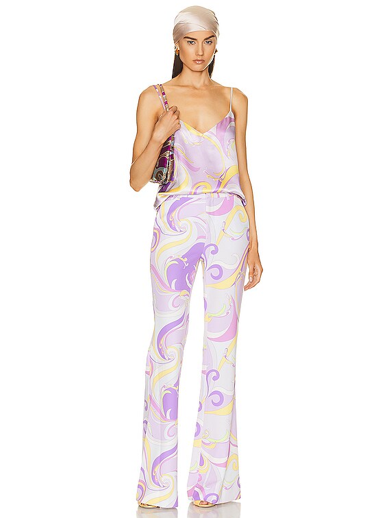 L'AGENCE Jane Spaghetti Strap Top in Light Orchid Multi Saint Martin