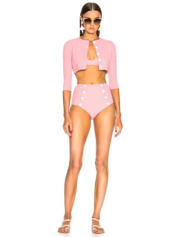【LISA MARIE FERNANDEZ】seersucker ビキニ LISA MARIE FERNANDEZ Striped seersucker triangle bikini