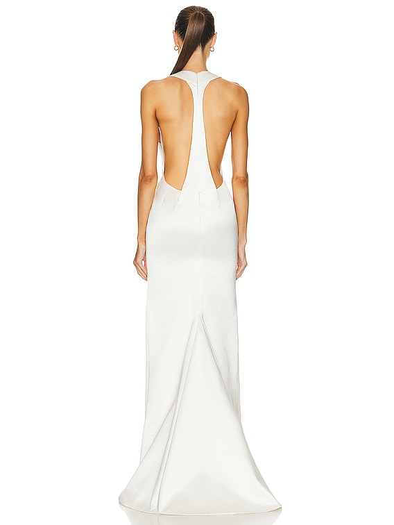 LaQuan Smith Pearl Iridescent Racer Back Slip Dress in Pearl Iridescent