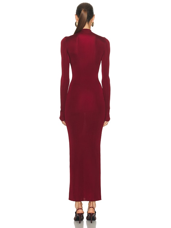L'Academie Syndi Maxi Knit Dress in Burgundy | FWRD