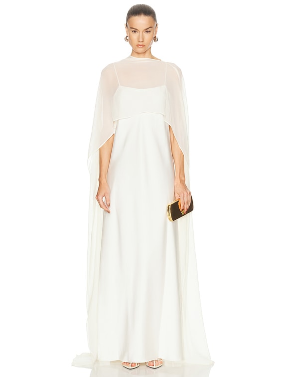 alicia dress in ivory l'academie Evolet Gown flare-sleeves-maxi-wrap-dress-midnight-plum