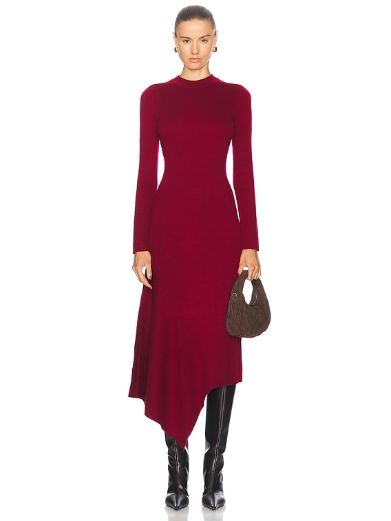 L'Academie by Marianna Odelya Asymmetrical Dress in Wine | FWRD L'Academie by Marianna Odelya Asymmetrical Dress in Wine | FWRD