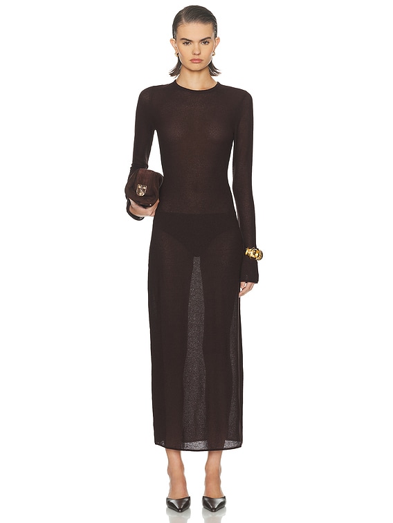 L'Academie by Marianna Delmer Midi Dress in Brown | FWRD