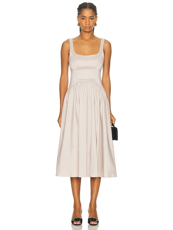 L'Academie by Marianna Maricel Midi Dress in Taupe | FWRD