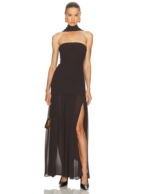 l'academie brown dress L'Academie Alma Dress in Brown