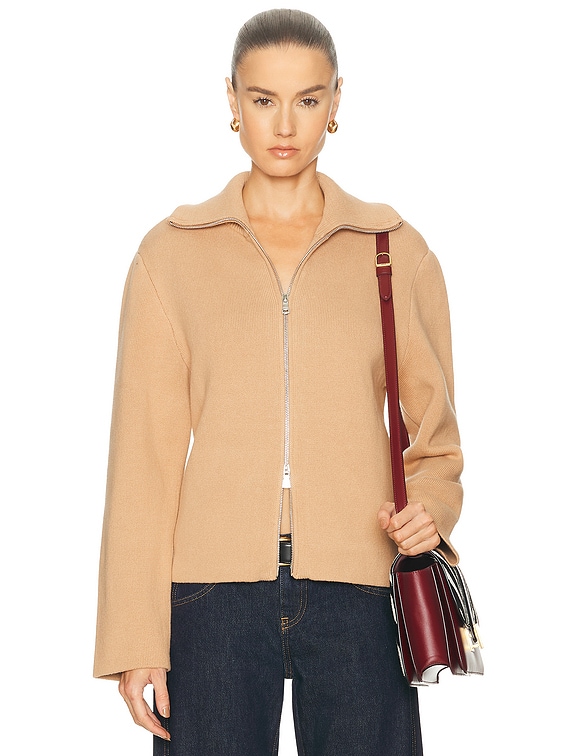 L'Academie by Marianna Avey Zip Cardigan in Light Brown | FWRD