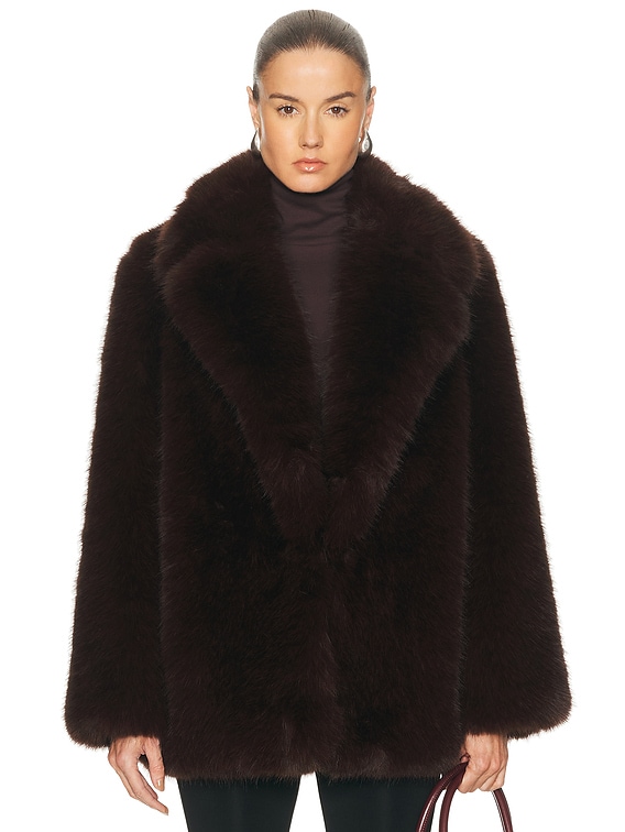 L'Academie by Marianna Gamine Faux Fur Jacket in Dark Brown | FWRD