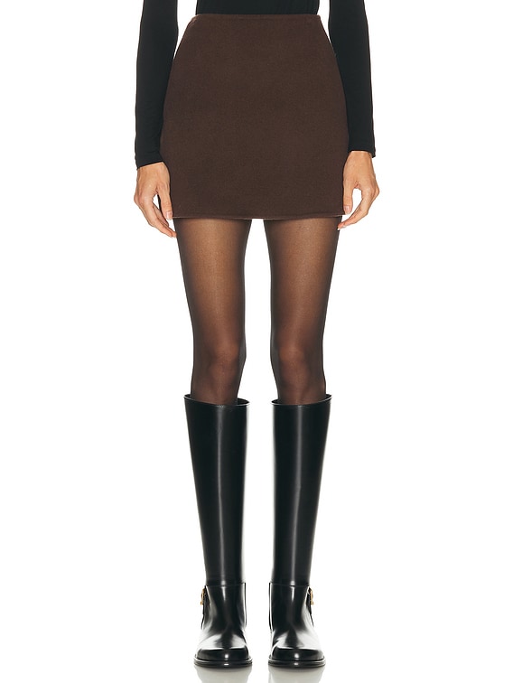 L'Academie by Marianna Milly Wool Mini Skirt in Chocolate Brown | FWRD