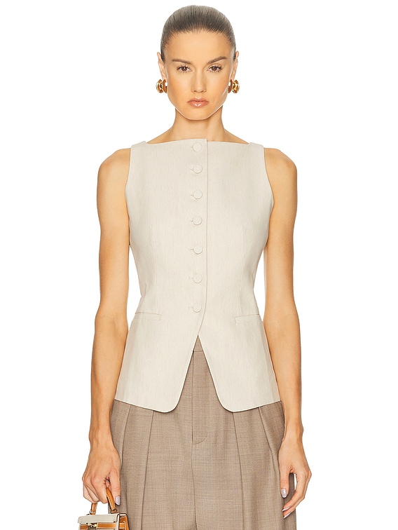 L'Academie by Marianna Ami Top in Natural Beige | FWRD