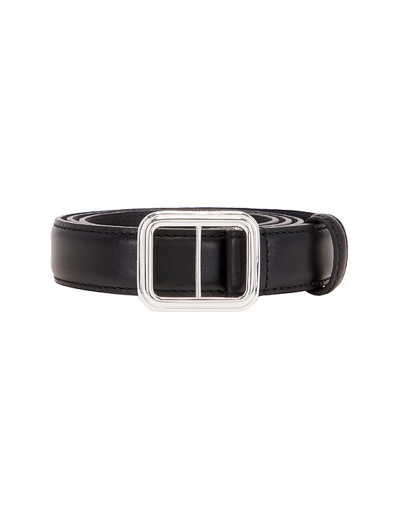 Lie Studio The Georgia Wide Belt in Silver Solid Black | FWRD