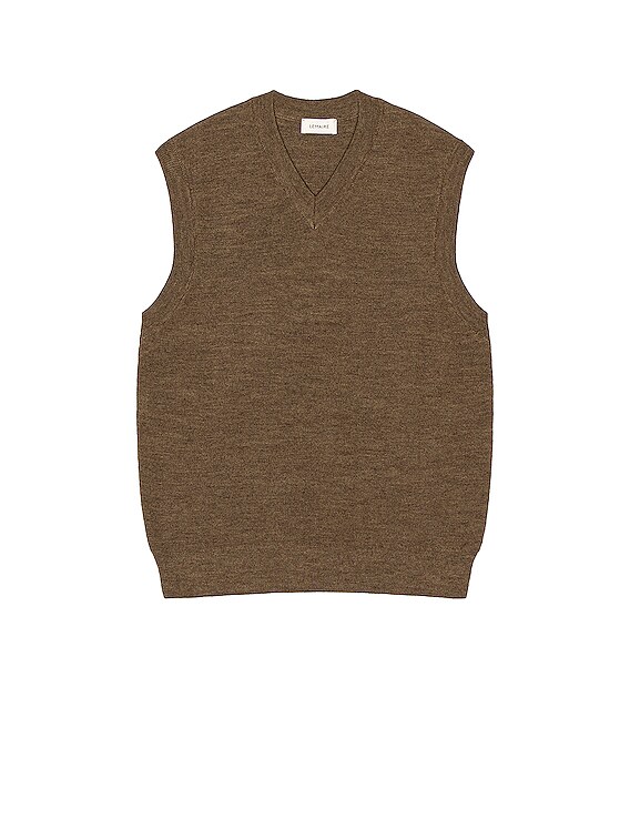 Lemaire V-Neck Vest in Moss Green Melan | FWRD 