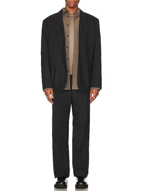 Lemaire Loose Pleated Pants in Anthracite Chine | FWRD