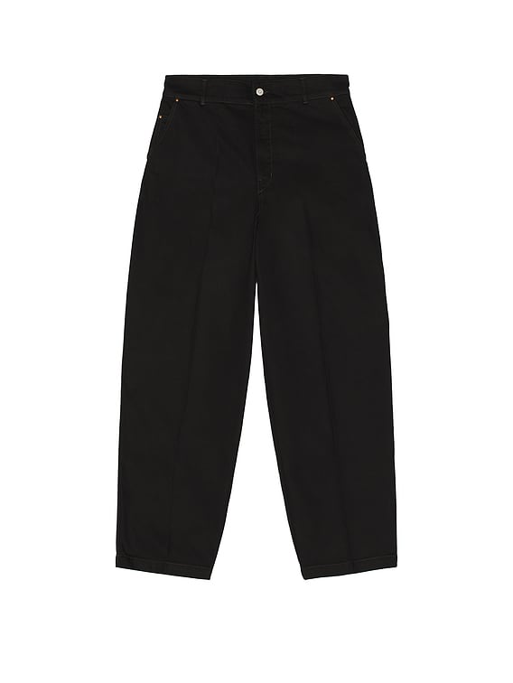 Lemaire Heavy Black Denim Maxi Barrel Workwear Pants in Black | FWRD