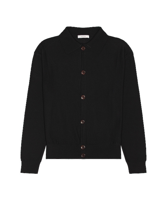 Lemaire Convertible Collar Knit Shirt in Black | FWRD