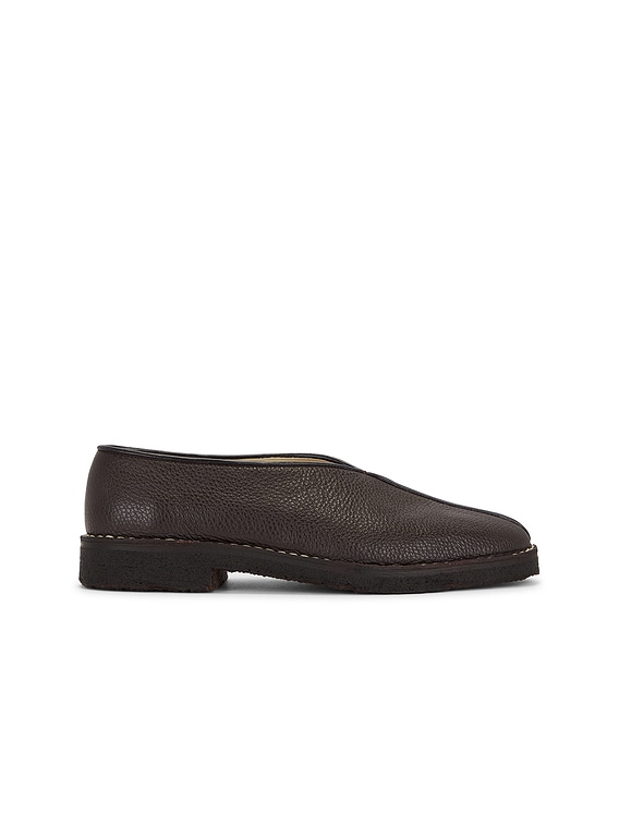 Lemaire Piped Crepe Slippers in Dark Brown | FWRD