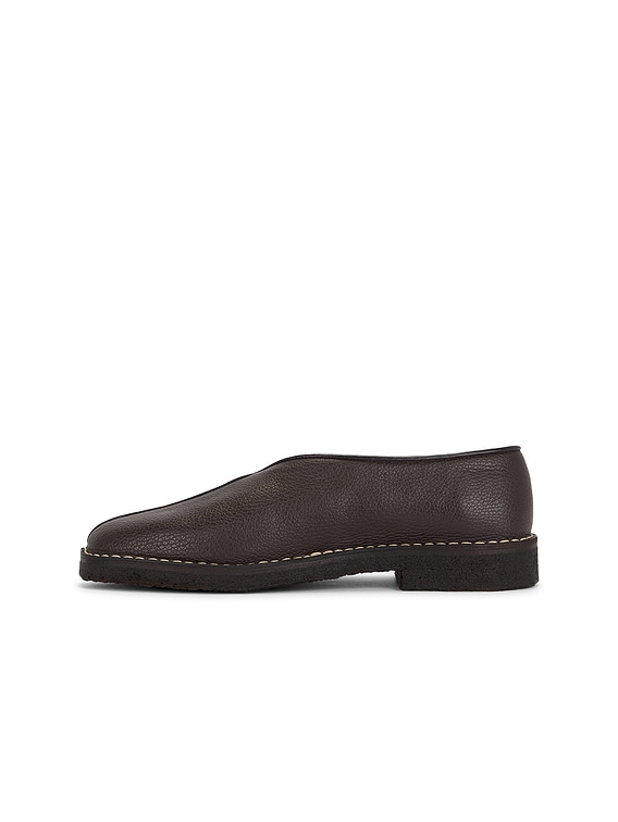 Lemaire Piped Crepe Slippers in Dark Brown | FWRD