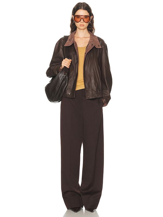 Lemaire Soft Leather Blouson Jacket in Chocolate | FWRD