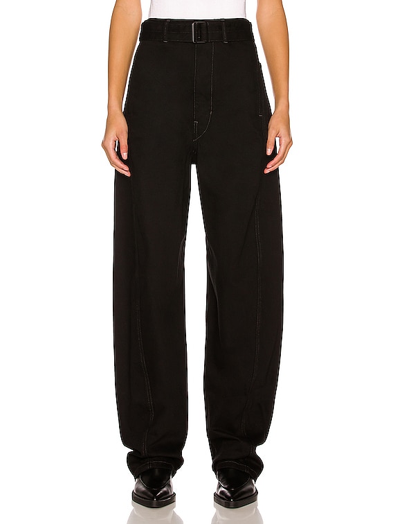 Black Twisted Belted Pants in Heavy Denim | LEMAIRE