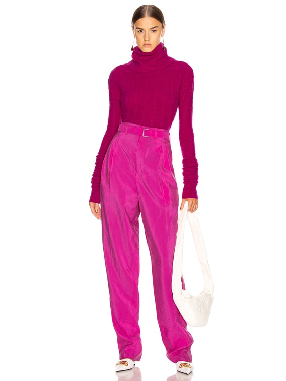 Lemaire Pleated Belted Pant in Fuchsia | FWRD