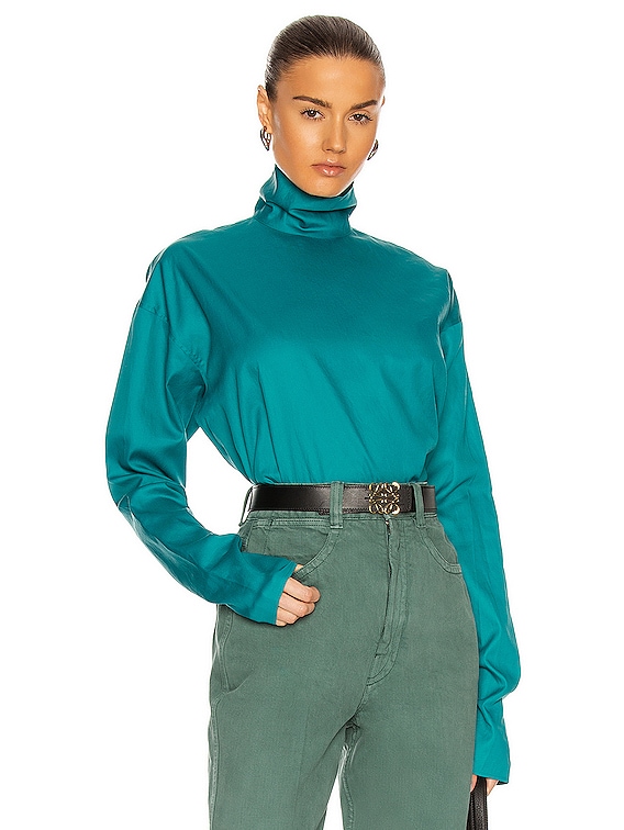 Lemaire High Neck Second Skin Top in Deep Lake Green | FWRD