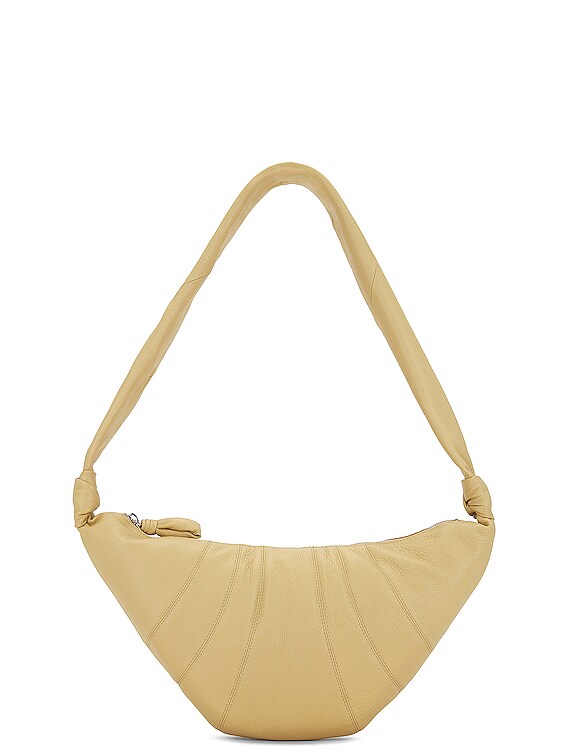 Croissant Small Leather Shoulder Bag in Beige - Lemaire