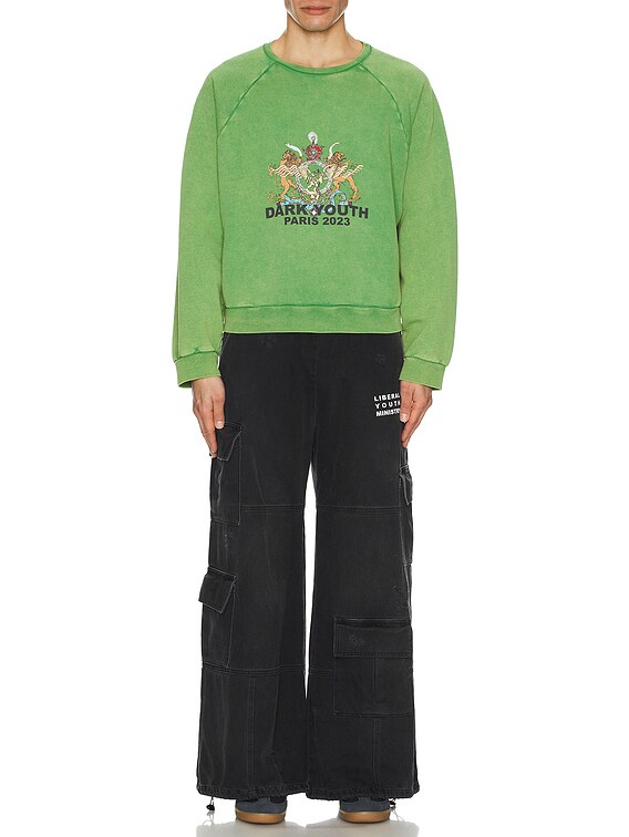(正規店出品)LIBERAL YOUTH MINISTRY SUNWASHED SWEATSHIRT Liberal Youth Ministry Sunwashed Sweatshirt in Green | FWRD