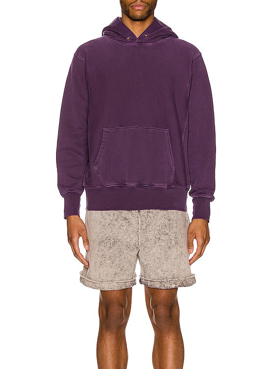 Les Tien Heavy Weight Jersey Pigment Dye Cropped Hoodie in Washed