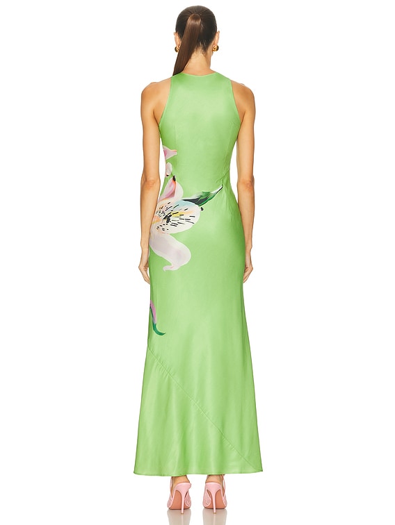 green emerald velvet dress Orientique Long Slip in Parakeet Green main image 1